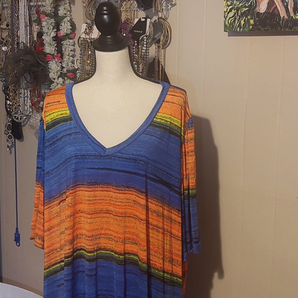 Vibrant Striped V-Neck Top